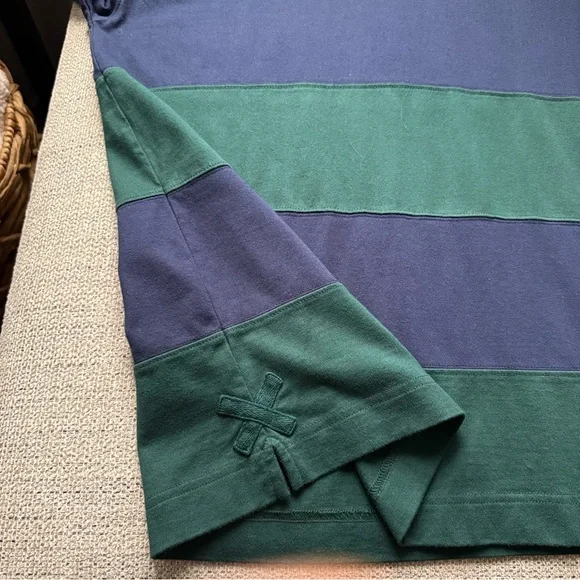 NWT Façonnable Men’s XXL Striped Rugby Polo Shirt Navy Green White Crest Logo - Picture 11 of 12
